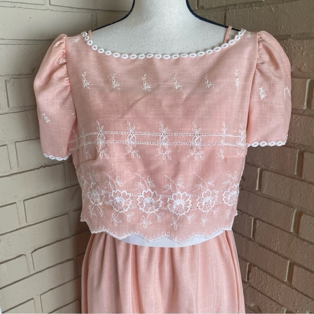 VTG House of Bianchi 80’s Maxi Dress Easter Embroidered Jacket Belt Sz Modern 8 - Picture 3 of 10